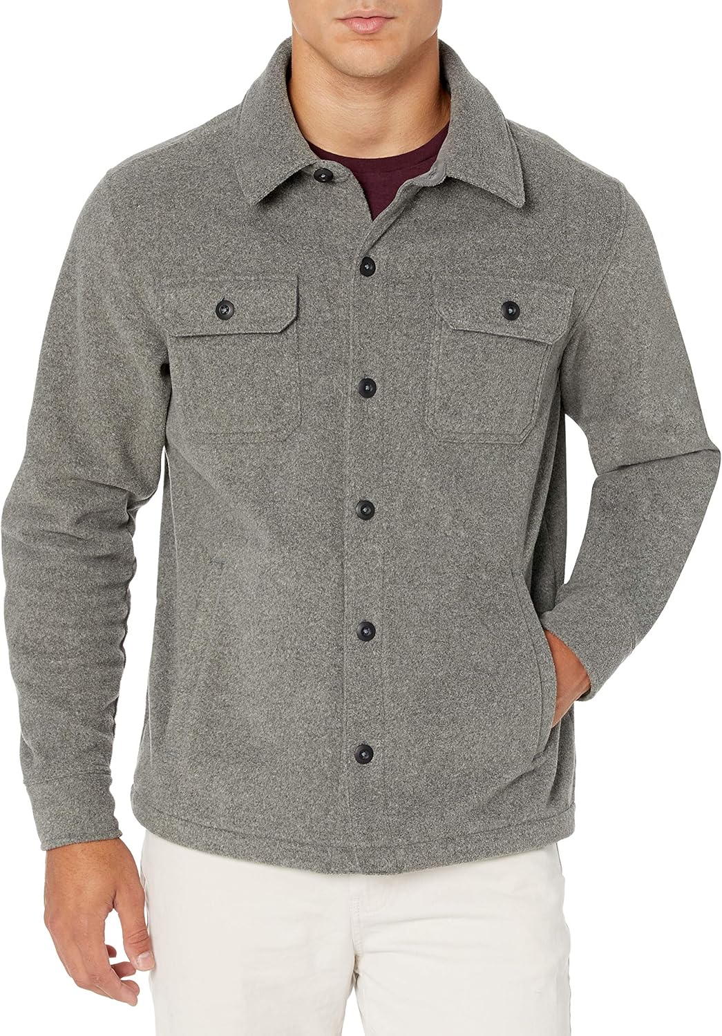 Men’s Long-Sleeve Polar Fleece Shirt Jacket