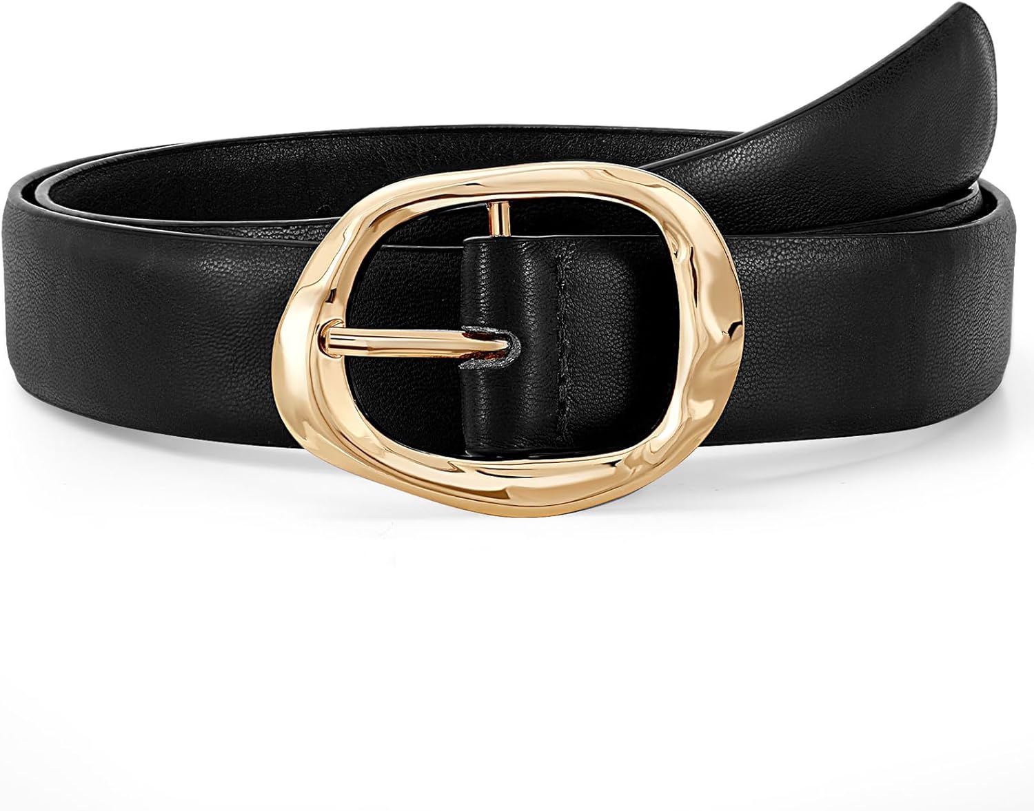 Women Leather Belt for Jeans Pants Ladies Casual Waist Belt Fashion Women Belt with Gold Buckle